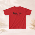 Kids Tee — "Born First. Still in Charge." Sibling Shirt
