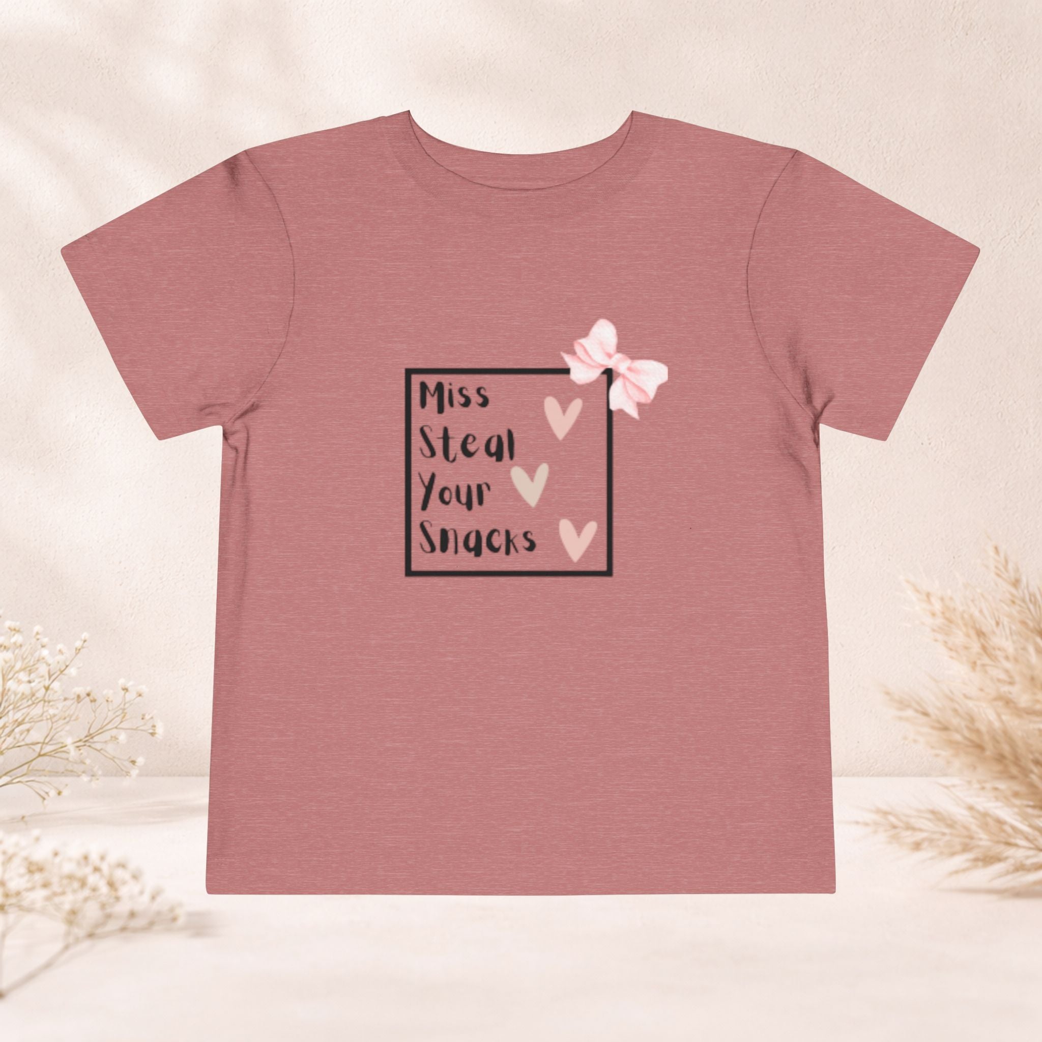 Toddler Tee — "Miss Steal Your Snacks" Cute Heart Bow Graphic