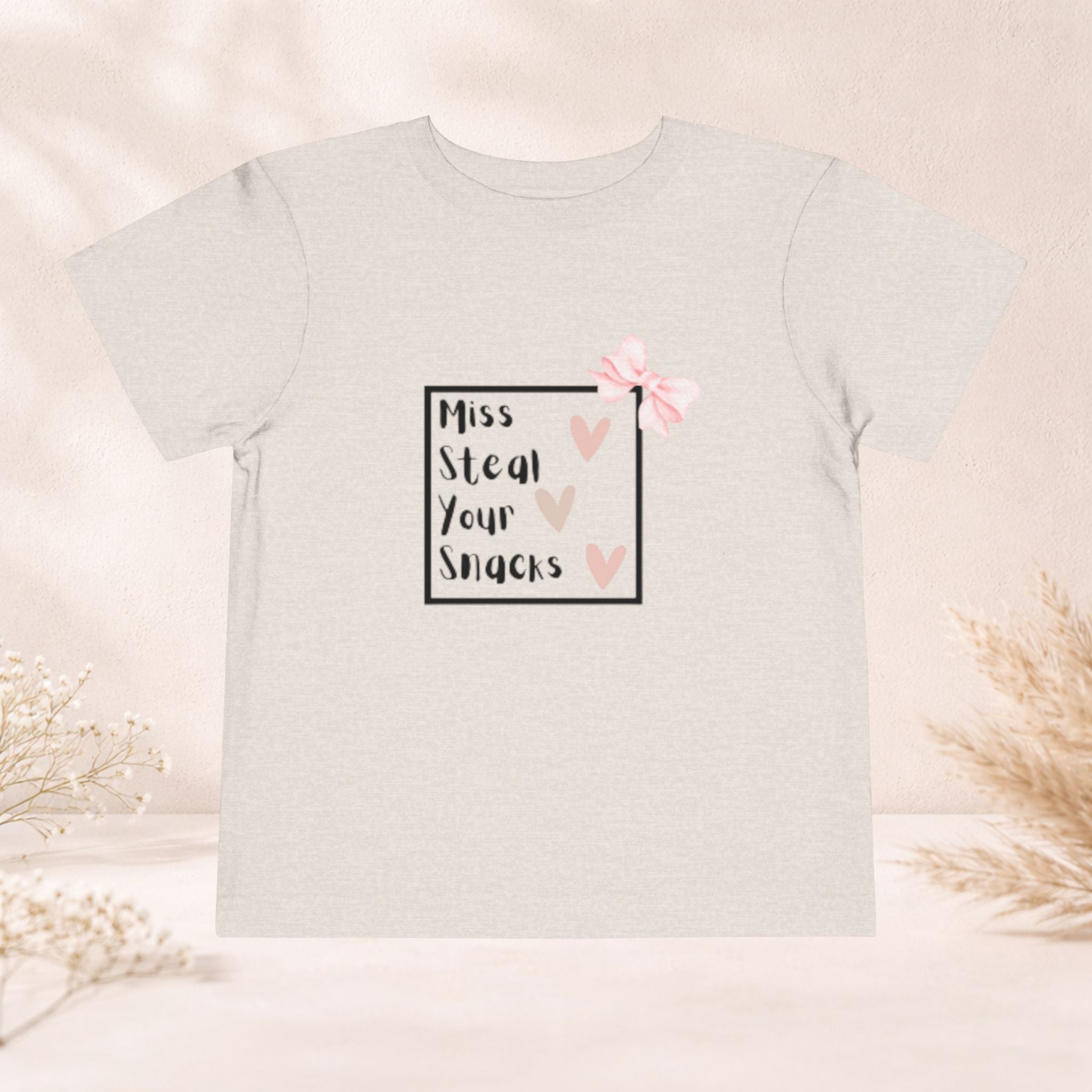 Toddler Tee — "Miss Steal Your Snacks" Cute Heart Bow Graphic